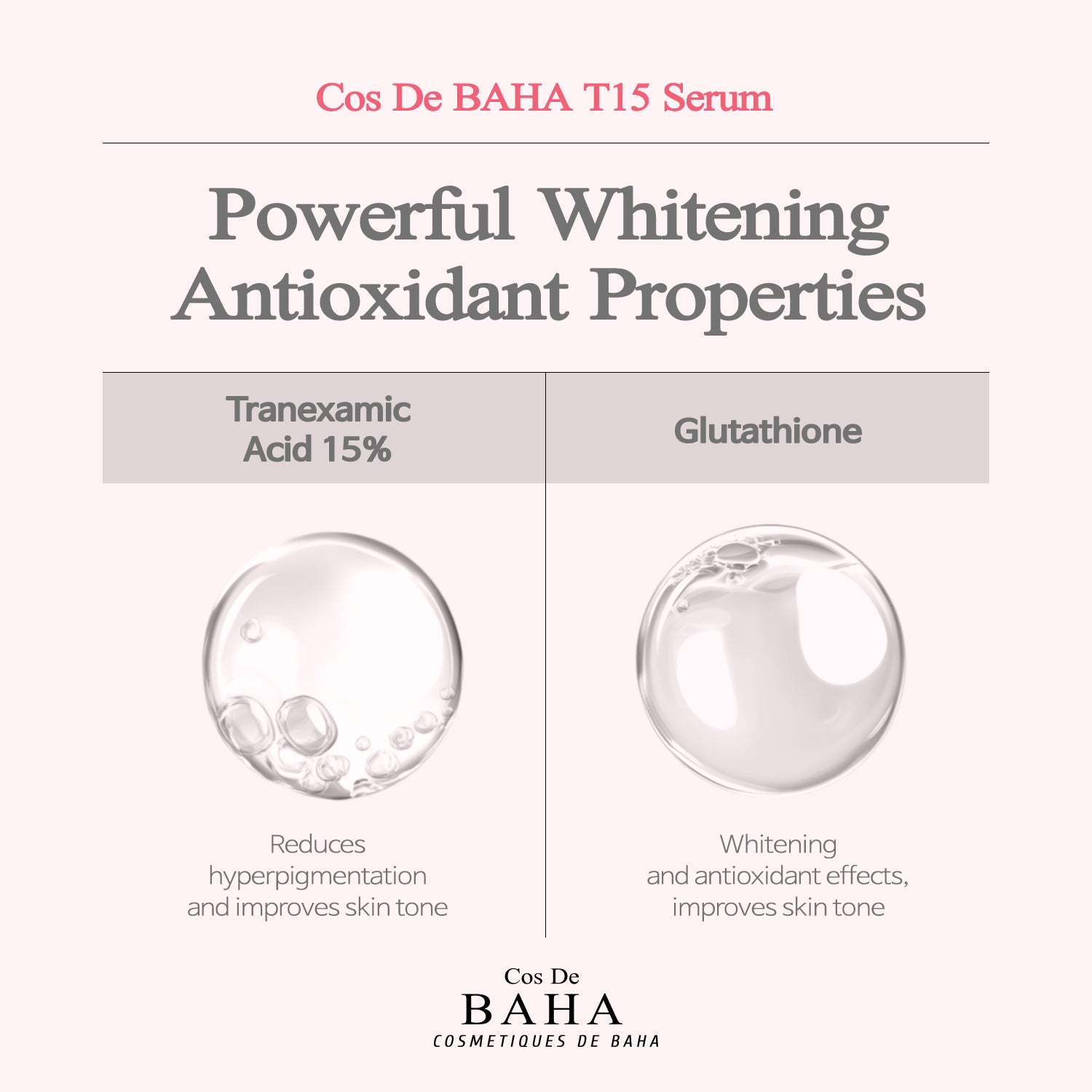 [T15] Tranexamic Acid 15% Glutathione Hyaluronic Acid Serum - Reduces hyperpigmentation, Reduces hyperpigmentation, Antioxidant effects, Enhances skin elasticity