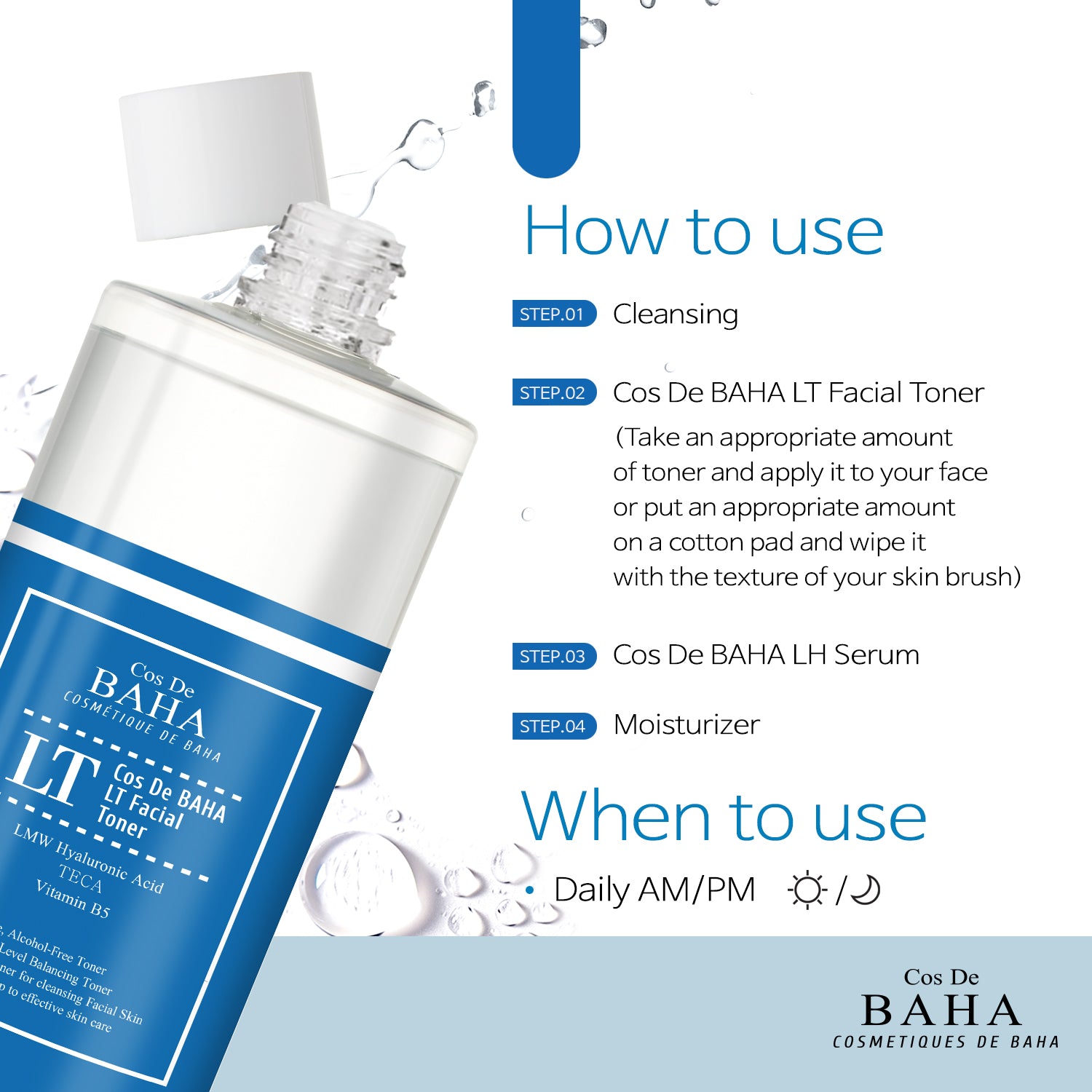 [LT500] Low Molecualr Weight (LMW) Hyaluronic Acid Facial Toner - Hydrating Facial Toner for Dehydrated Skin, Alcohol-Free Moisturizing Formula