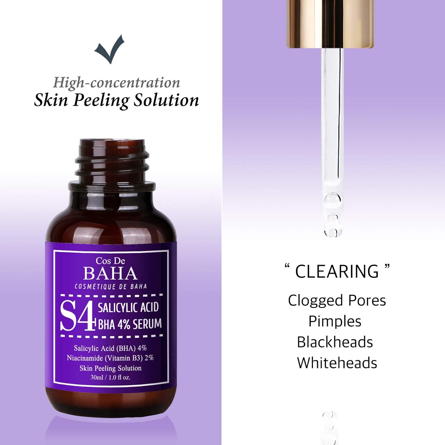 [S4] Salicylic Acid 4% Niacinamide Serum - Exfoliates dead skin cells, Manages pores, Improves acne, Controls sebum