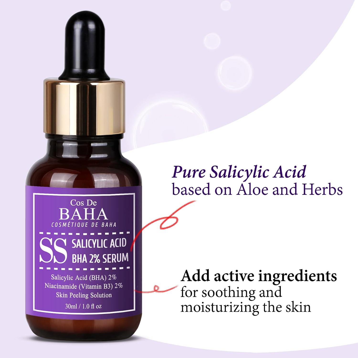 BHA 2% Pore Care Serum 30ml - Salicylic Acid Facial Serum - Gentle Exfoliating Formula - Hydrating Skin Texture Improvement - Blackhead Care - All Skin Types 30ml / 1.0 Fl Oz