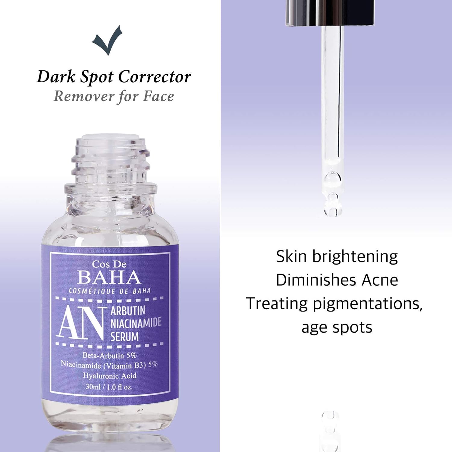 Arbutin 5% Serum for Face with Niacinamide 5% - Treating Pigmentations, Melasma, Dark Spot Corrector, Prevent Skin Discolouration 30ml, 1.0 fl oz.