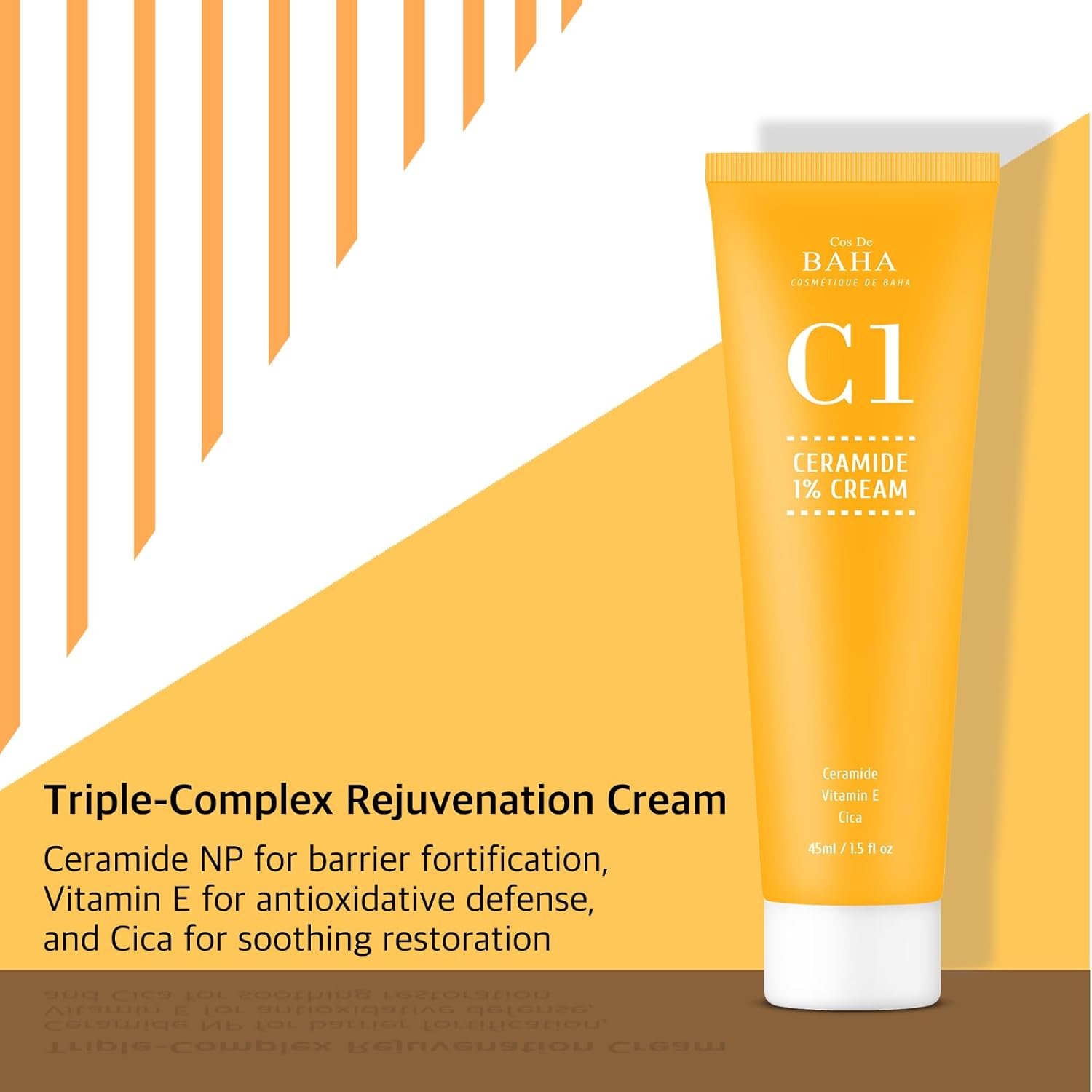 Ceramide 1% Moisturizing Face Cream with Centella Asiatica for Normal to Dry Skin 45ml, 1.5 fl oz.