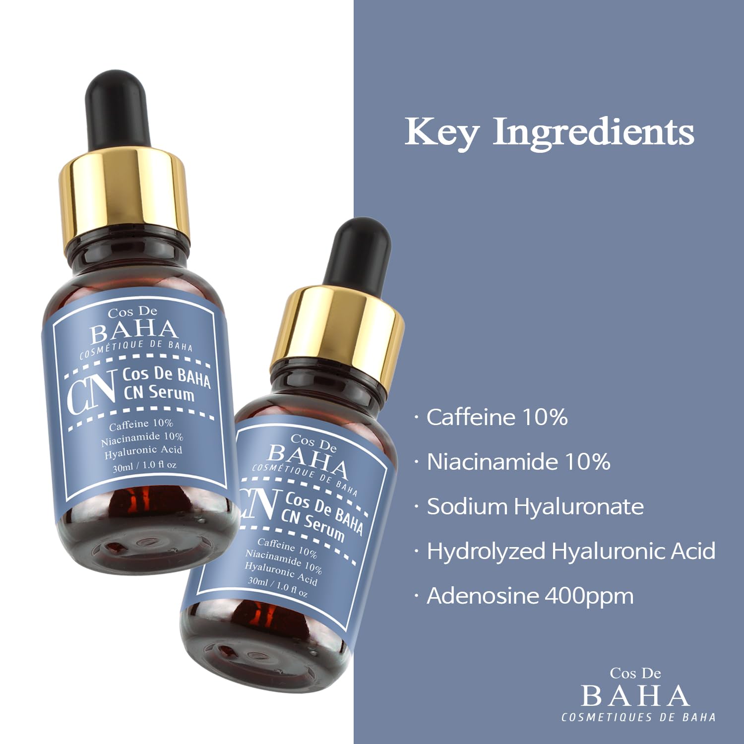 10% Caffeine 10% Niacinamide Hyaluronic Acid Face Serum 30ml - Energizing & Refining Hydrating Facial Serum for All Skin Types 30ml, 1.0 fl oz.