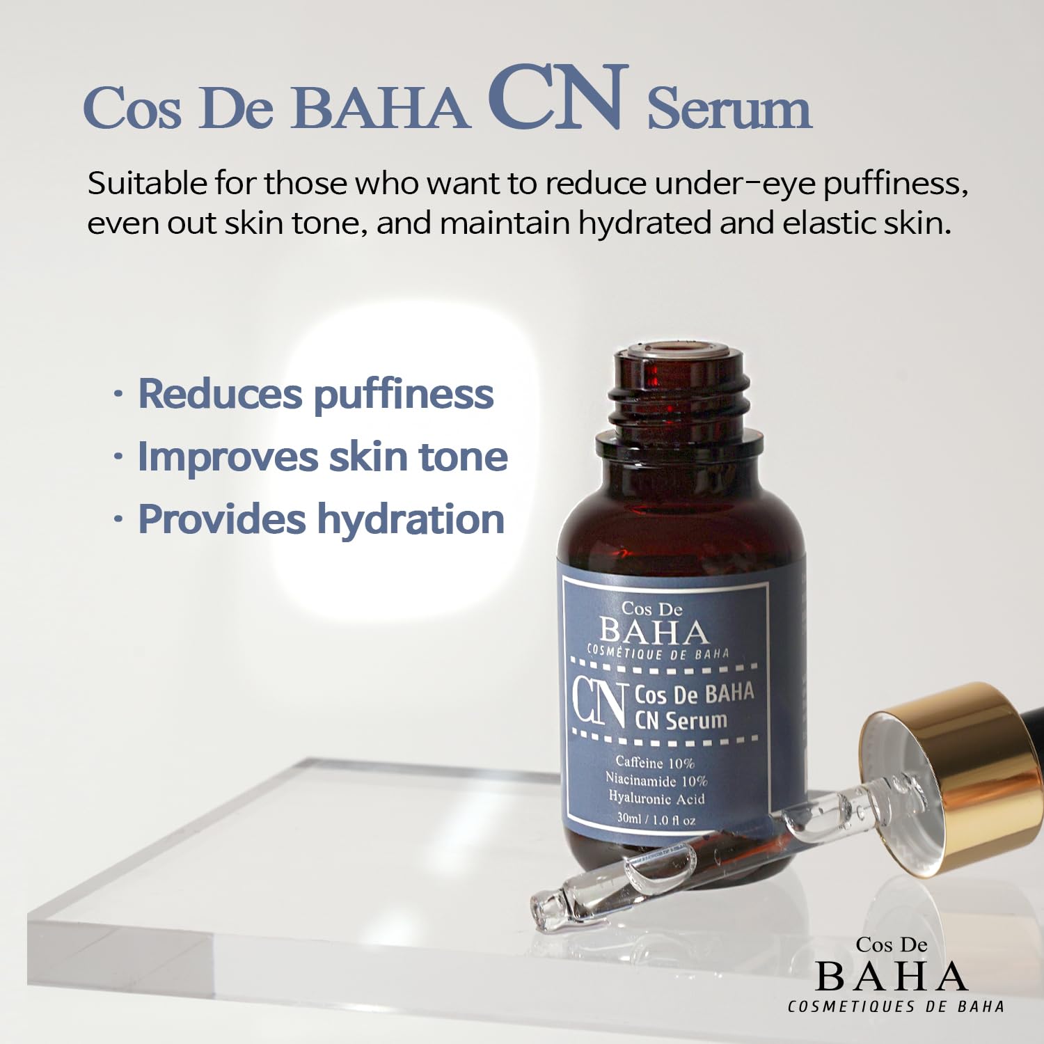 10% Caffeine 10% Niacinamide Hyaluronic Acid Face Serum 30ml - Energizing & Refining Hydrating Facial Serum for All Skin Types 30ml, 1.0 fl oz.