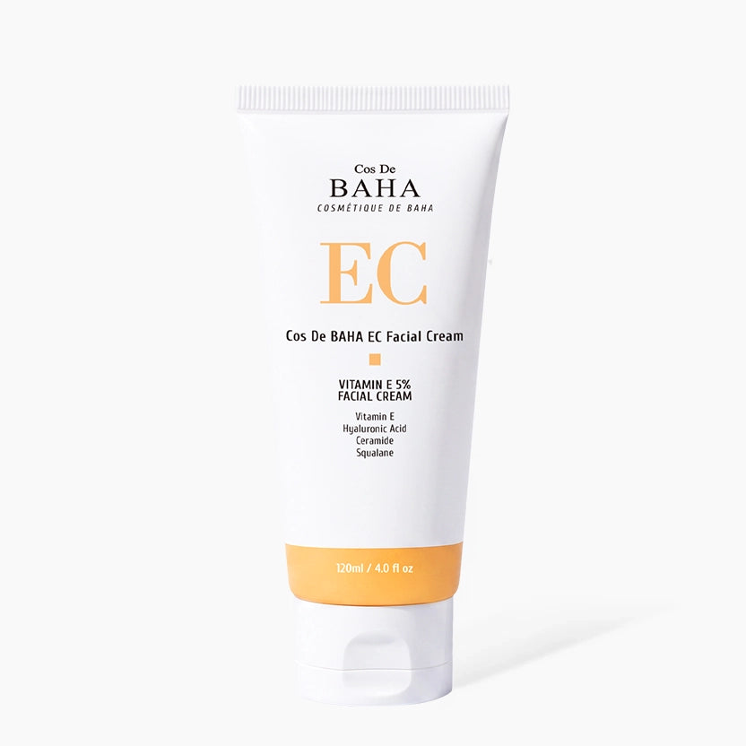 [EC120] Vitamin E 5% Hyaluronic Acid Niacinamide Facial Cream - Soothing Face Moisturizer for Dry Sensitive Skin - Hydrating Facial Cream with Niacinamide and Hyaluronic Acid