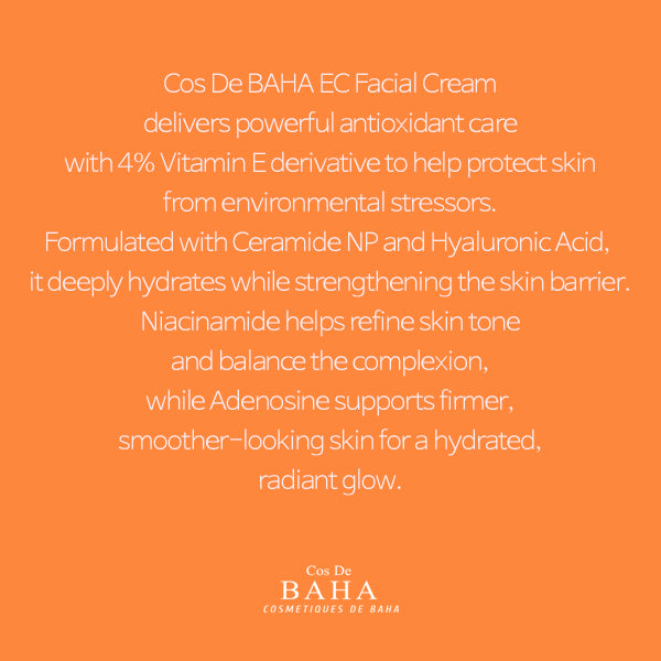 [EC120] Vitamin E 5% Hyaluronic Acid Niacinamide Facial Cream - Soothing Face Moisturizer for Dry Sensitive Skin - Hydrating Facial Cream with Niacinamide and Hyaluronic Acid