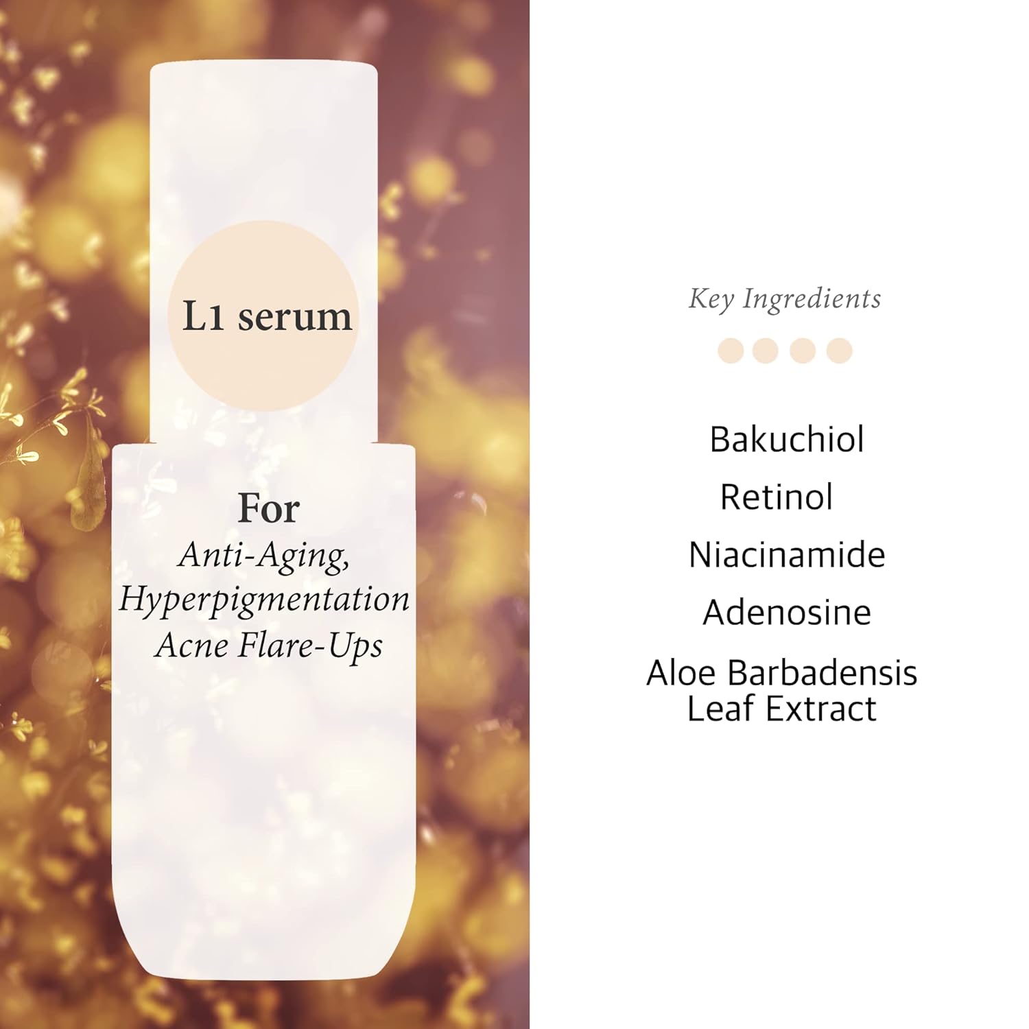 [L1] Bakuchiol 2% Retinol 0.15% Niacinamide Vitamin E Serum - Plant-Based Retinol Alternative - Facial Serum for Smooth Skin Texture - Suitable for All Skin Types