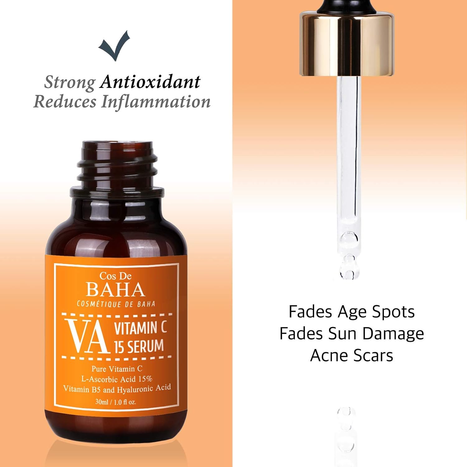 Vitamin C 15% Serum with Arbutin for Face - Brightening Facial Serum with Aloe - Professional Formula for All Skin Types 30ml / 1.0 Fl Oz